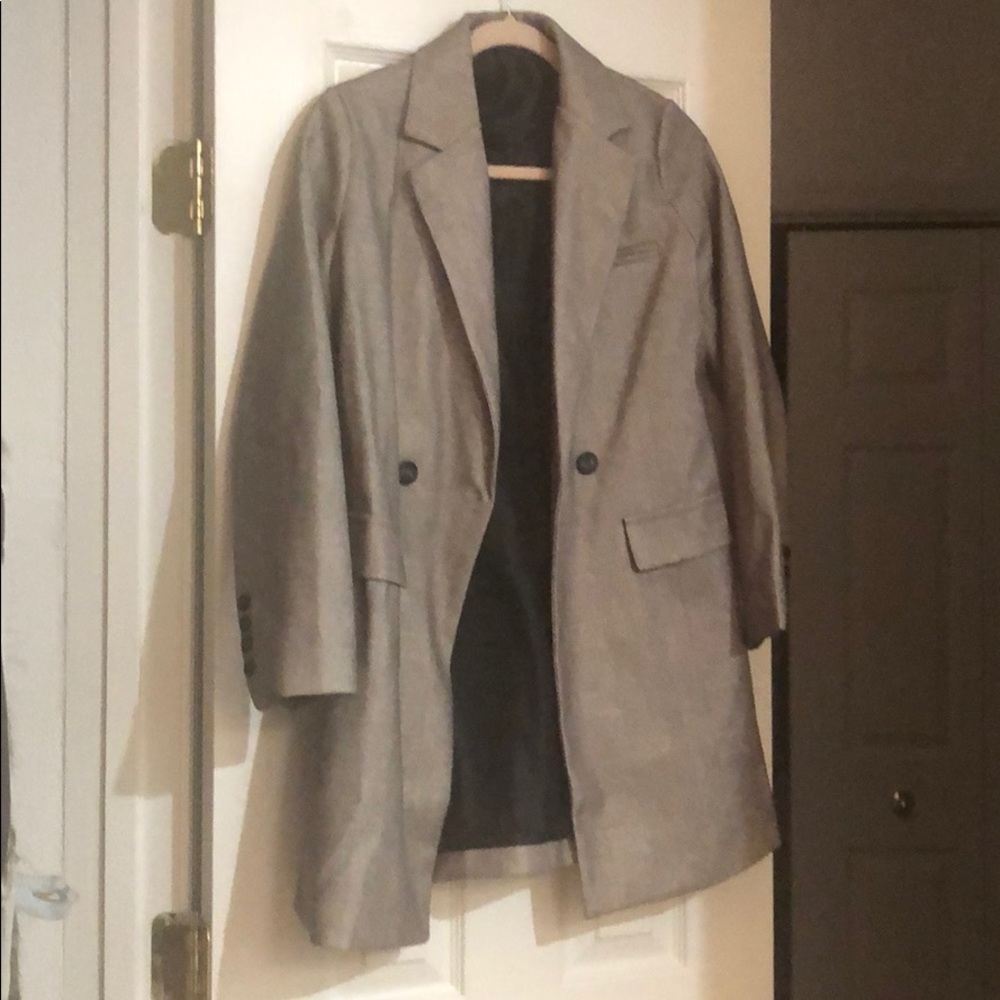 Oversized Grey Hispter Blazer Knee Length Long